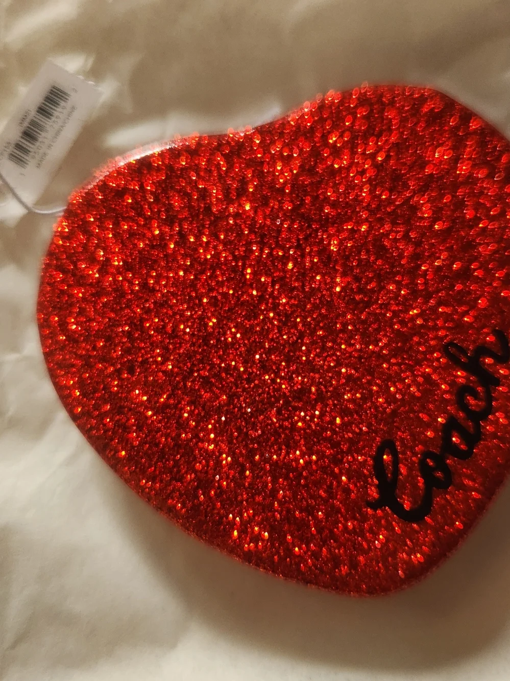 Coach Red Glitter Heart Phone Case with 'love' Script